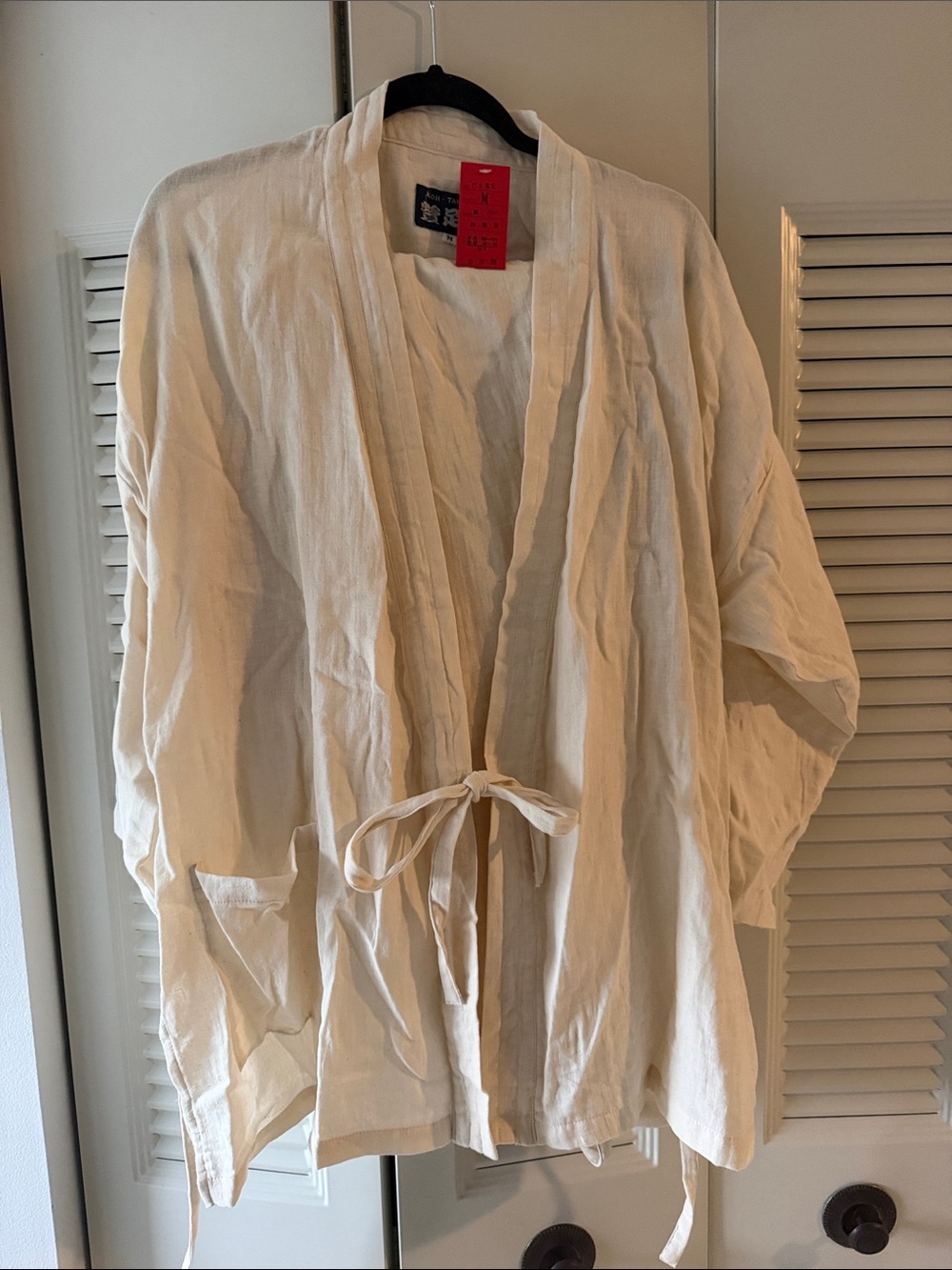 Japanese Lightweight Cream Tie-Front Pajama Set